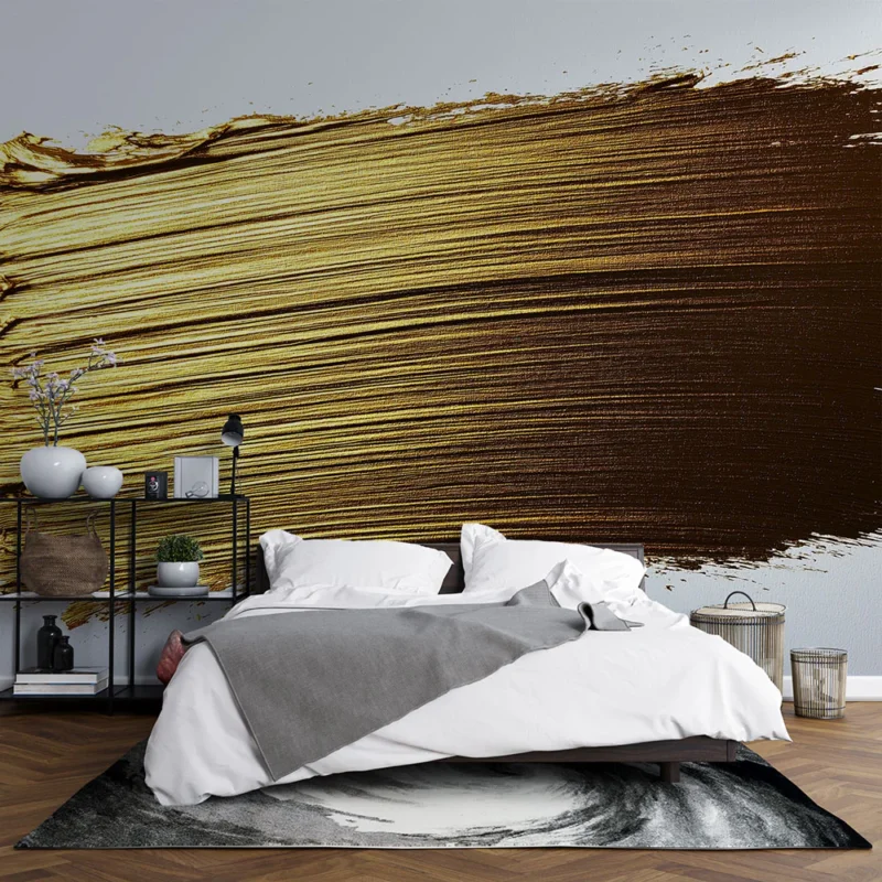 Nouvelle Collection Papier peint doré Couche de peinture or brillante sur fond blanc