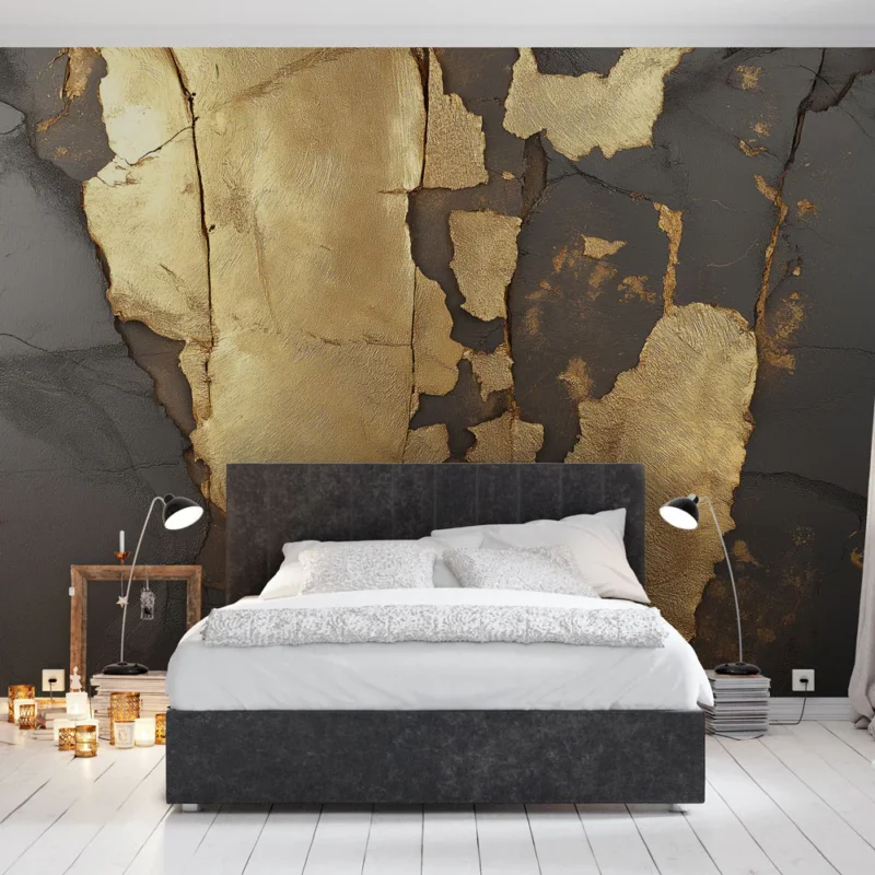 Papier peint doré et noir Motif élégante avec des textures métalliques Must-Have