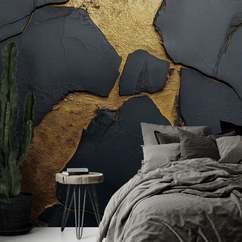 Meilleure Vente Papier peint marbre noir et or Texture sophistiquée et élégante