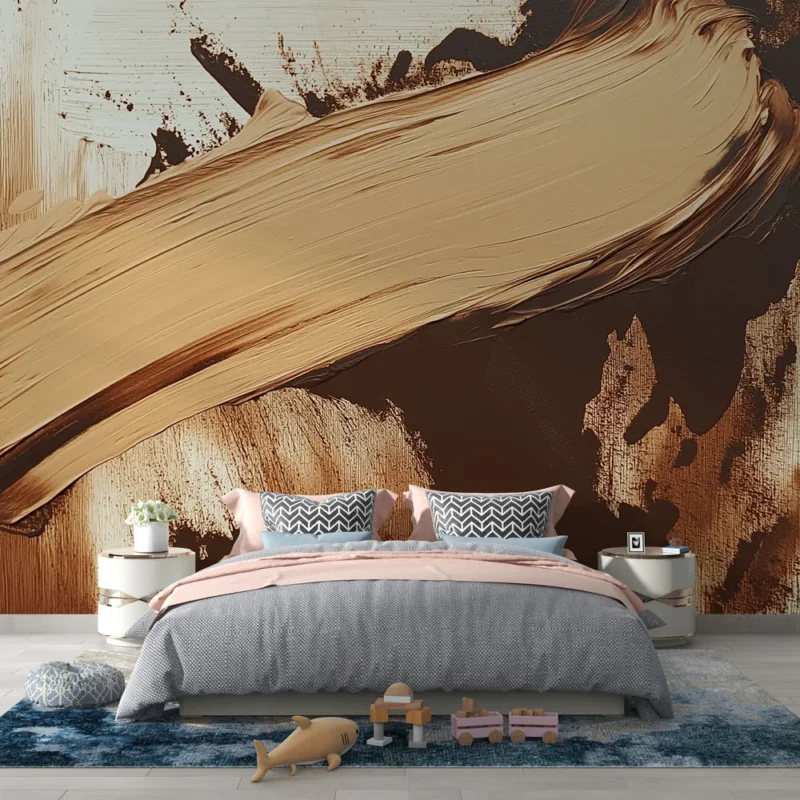 Expédition Rapide Papier peint abstrait Design moderne avec des nuances de marron et beige
