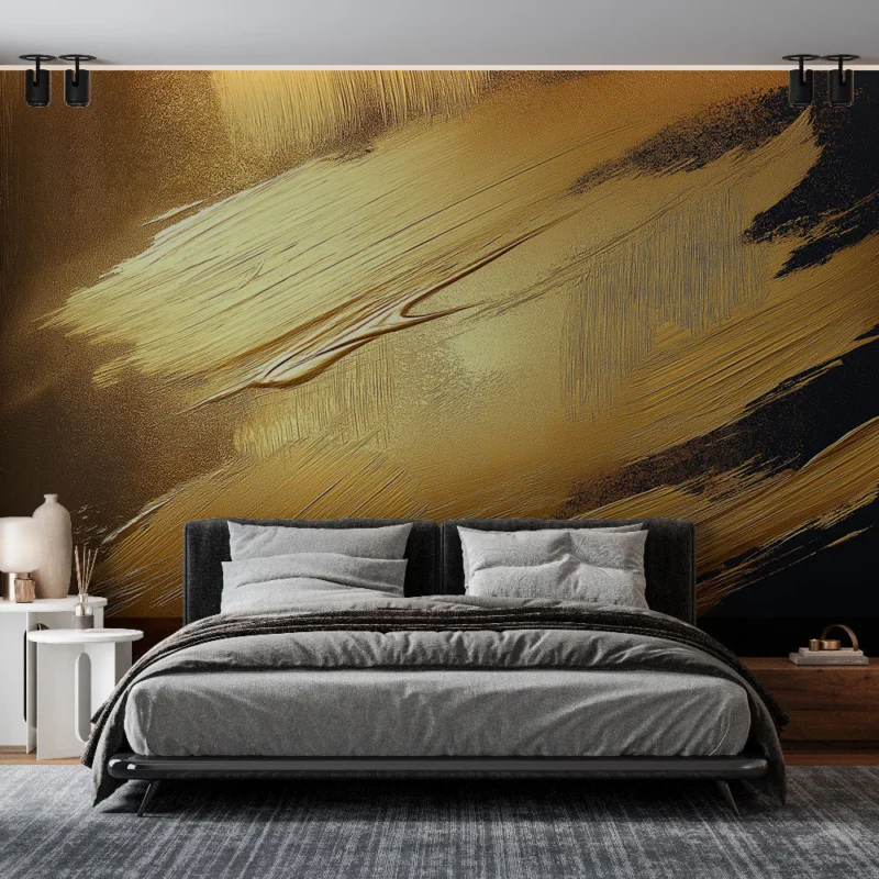 Papier peint doré Texture dorée contemporaine sur fond sombre Certifié