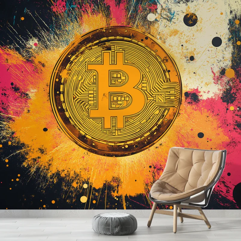 Haute Qualité Papier peint Bitcoin Design audacieux avec motif de crypto-monnaie