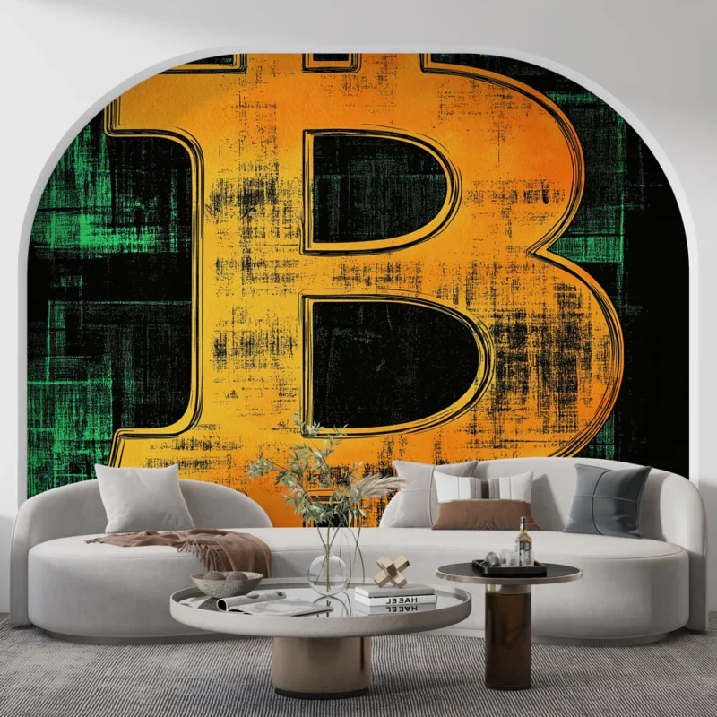 Meilleure Vente Papier peint Bitcoin Motif graphique de la cryptomonnaie emblématique