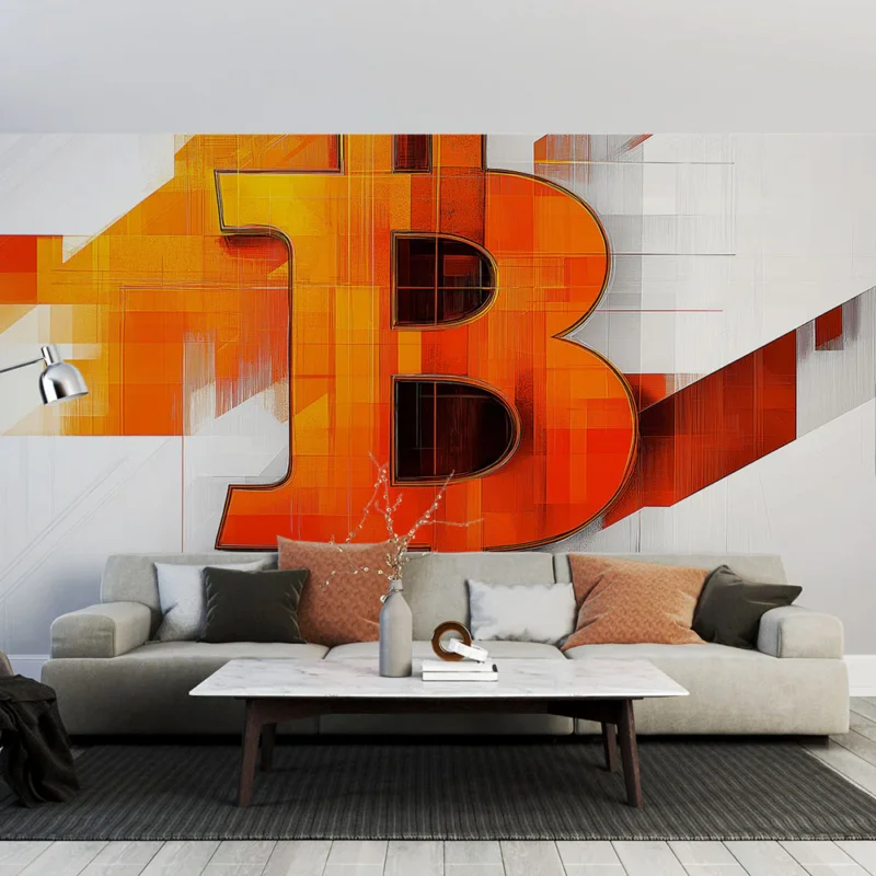Papier peint Bitcoin Motif moderne en dégradé orange et blanc Must-Have