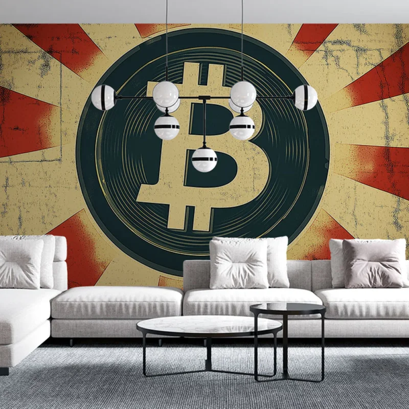 Nouvelle Collection Papier peint Bitcoin Motif vintage symbolisant la cryptomonnaie