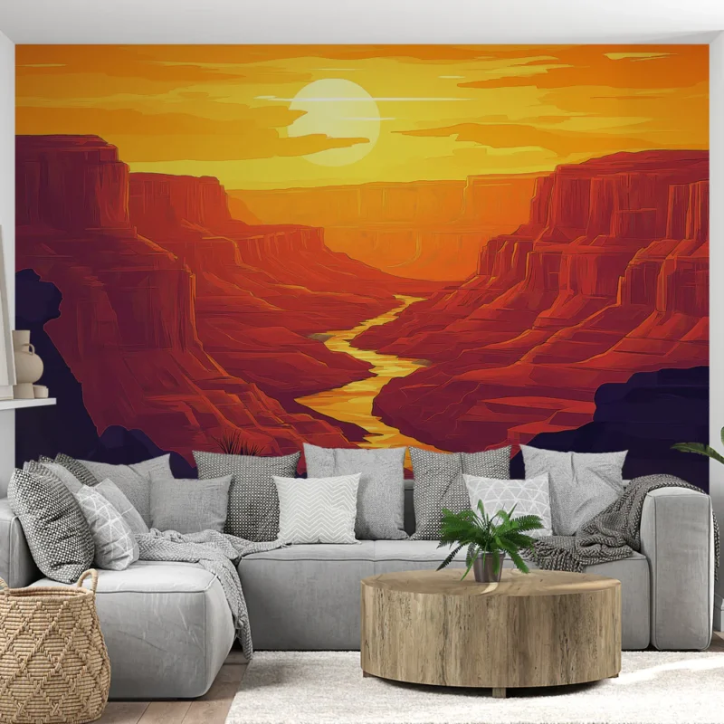 Papier peint canyon Coucher de soleil sur un canyon majestueux Retour Gratuit