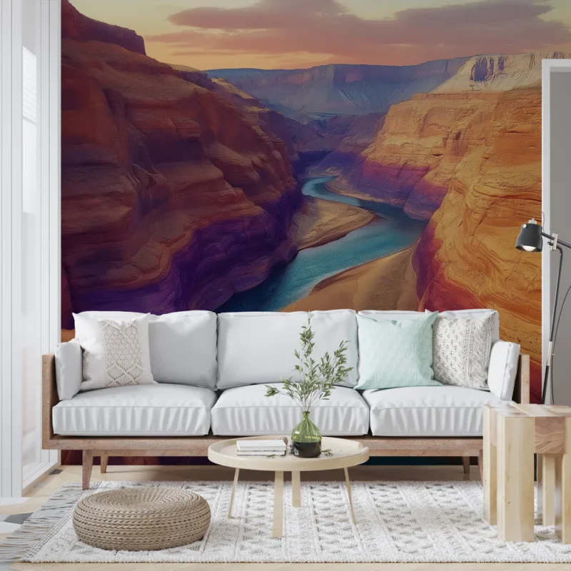 Papier peint canyon Vue spectaculaire sur un canyon riche en couleurs au coucher de soleil Retour Gratuit