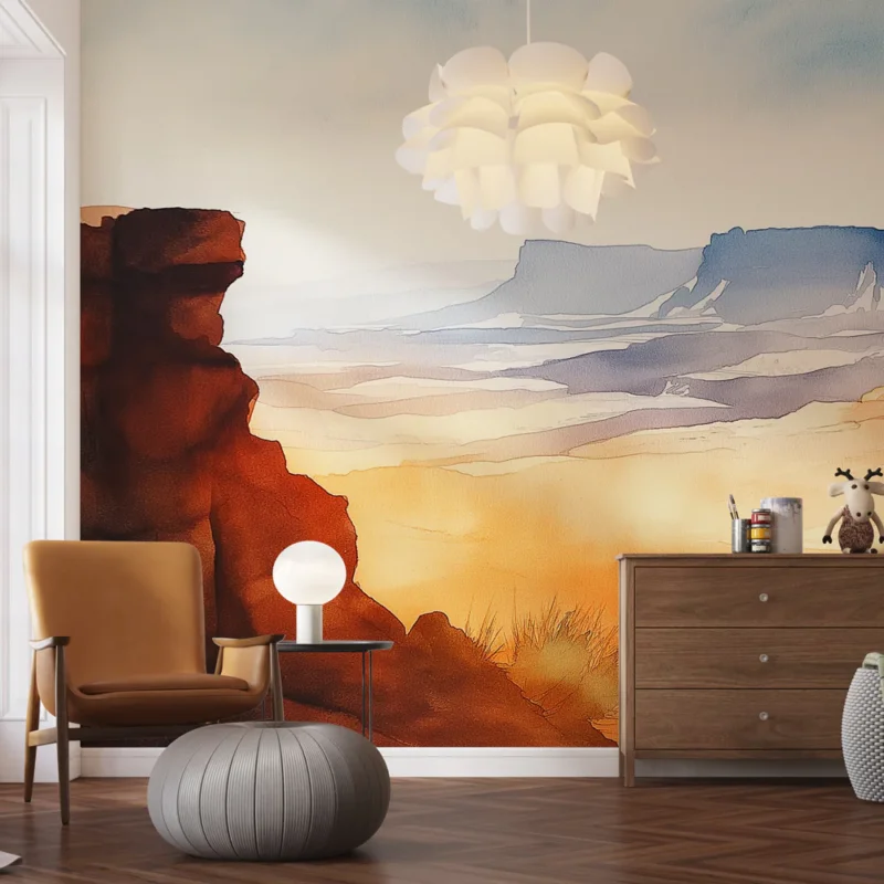 Papier peint canyon Panoramique d‘un paysage désertique aux teintes chaudes Meilleure Vente