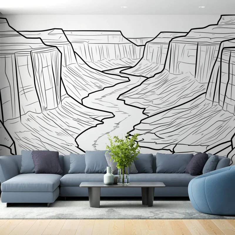 Papier peint canyon Paysage de canyon avec rivière sinueuse Produit De Marque