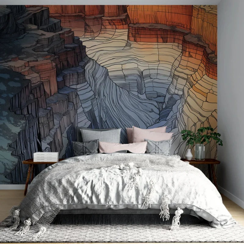 Papier peint canyon Design abstrait inspiré des formations géologiques Affaire À Saisir