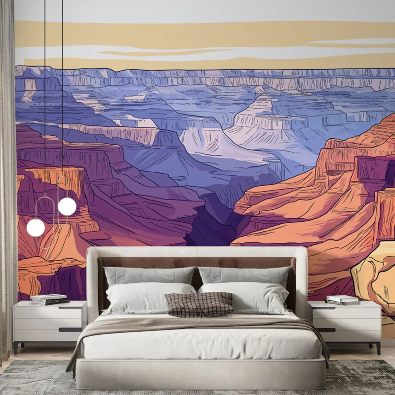 Papier peint canyon Paysage stylisé du Grand Canyon aux teintes chaudes Offre Exclusive