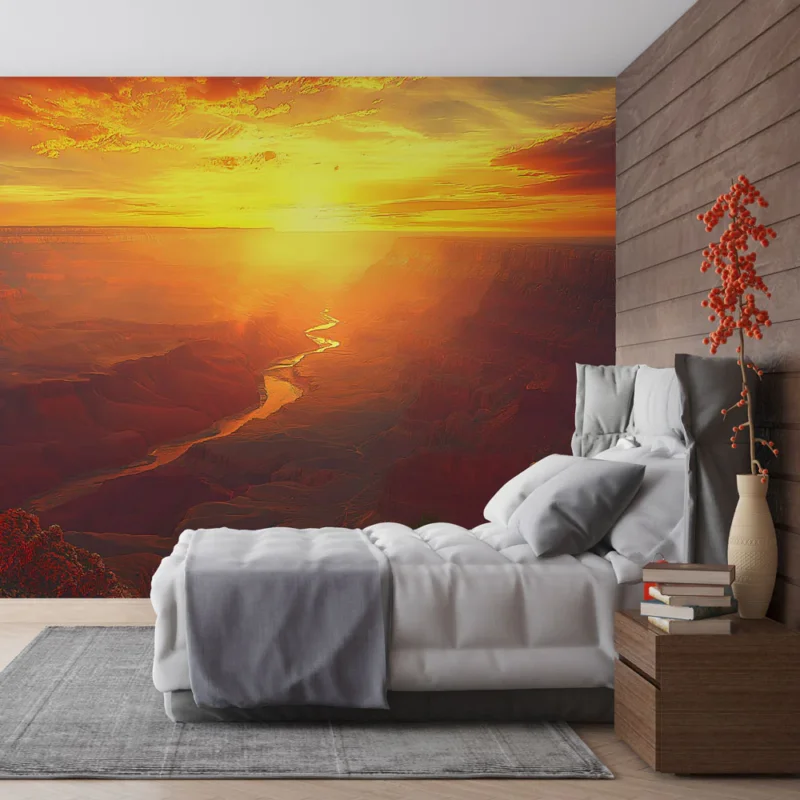 Paiement Sécurisé Papier peint coucher de soleil Paysage majestueux du Grand Canyon à la tombée du jour