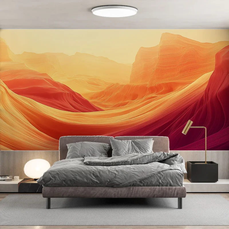 Meilleure Vente Papier peint paysage désertique Vagues de couleurs chaudes et douces