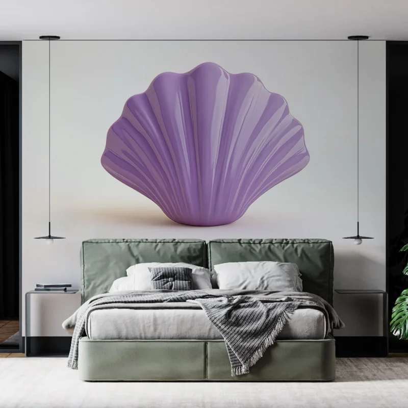 Papier peint coquillage Élégante coquille violette brillante Prix Promo