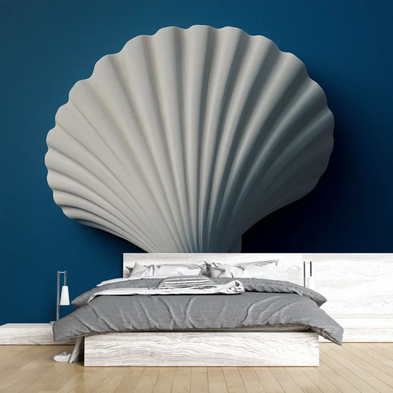 Papier peint coquillage Coquillage en relief sur fond bleu Jusqu'à Épuisement Des Stocks
