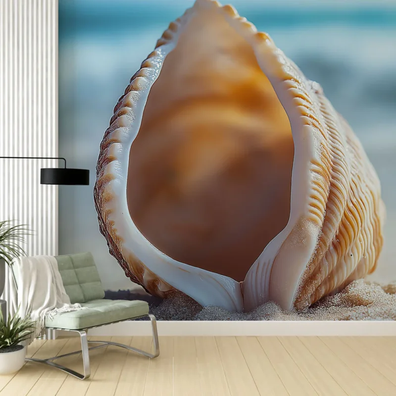 Papier peint coquillage Coquillage marin aux teintes douces et naturelles Satisfait Ou Remboursé