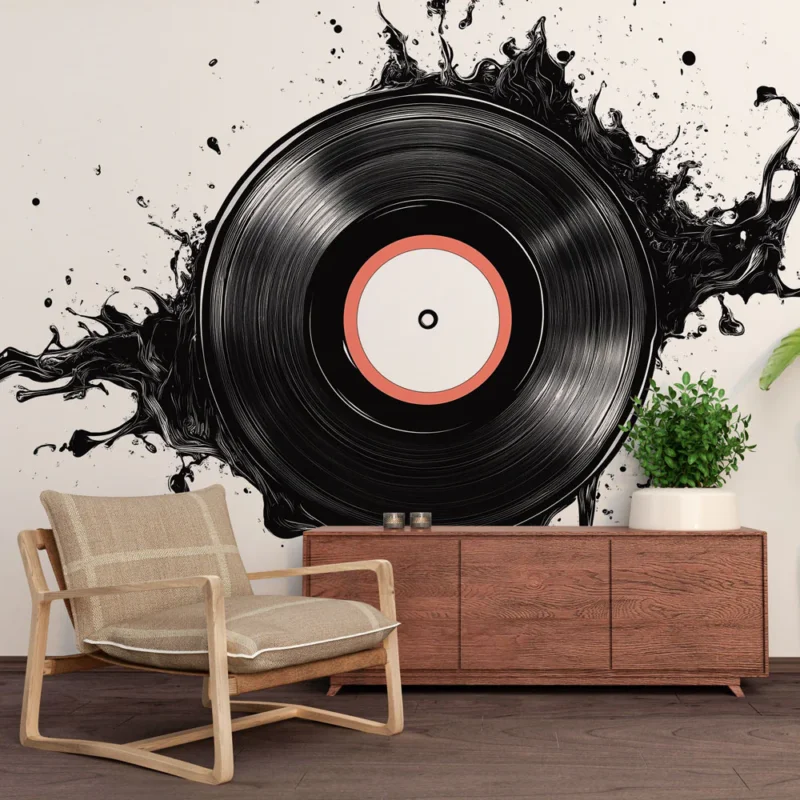 Offre Limitée Papier peint vinyle Motif vinyle en éclaboussures noires et blanches