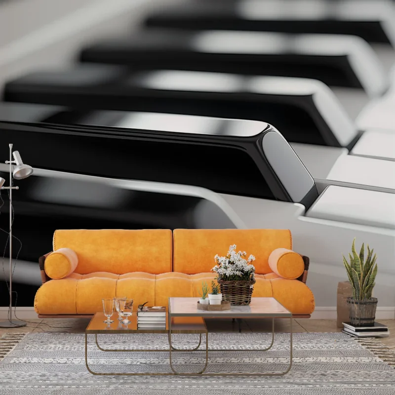 Papier peint clavier piano Détails raffinés des touches d‘un piano moderne Remise