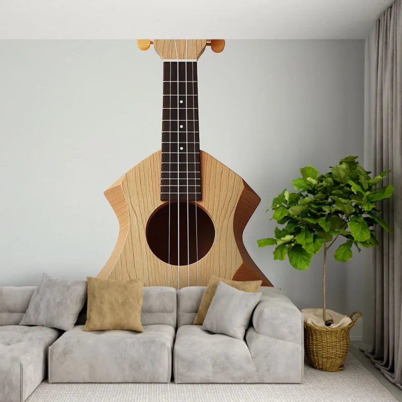 Acheter En Ligne Papier peint ukulélé en bois Design contemporain