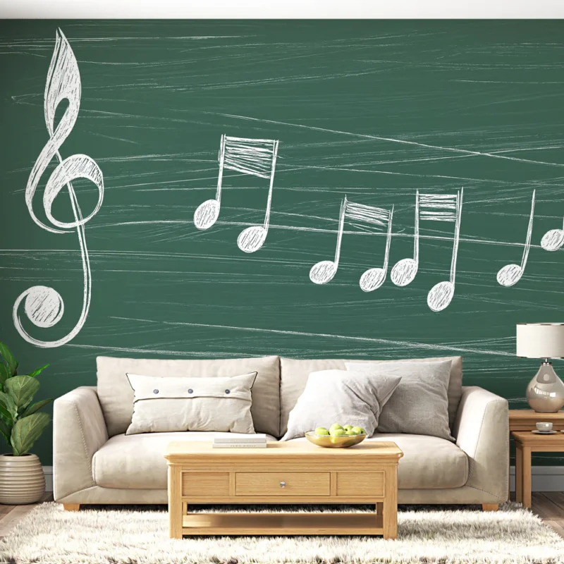 Offre Limitée Papier peint musique Notes de musique sur tableau noir