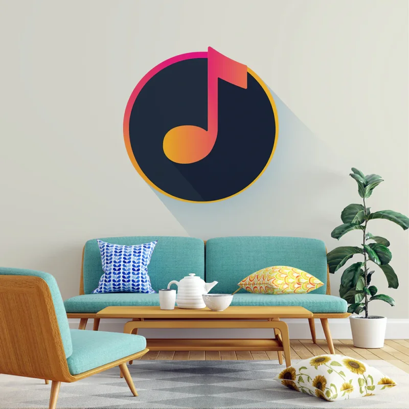 Papier peint icône musicale moderne Design minimaliste avec une note de musique colorée Promotion