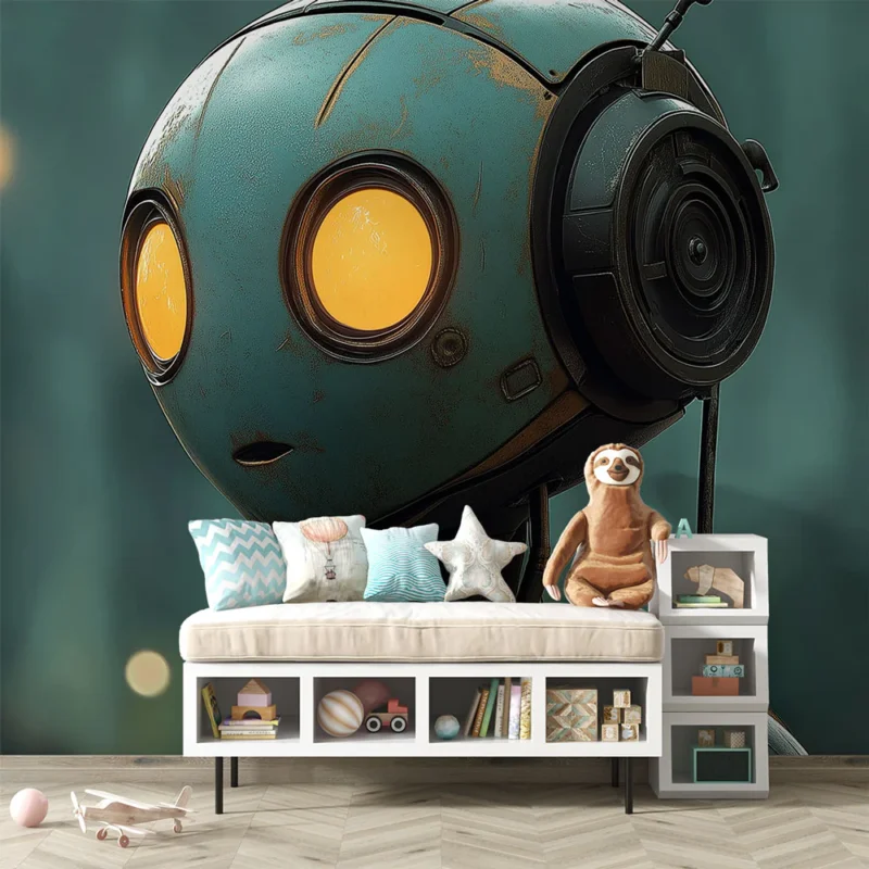 Affaire À Saisir Papier peint robot Robot au design vintage avec yeux lumineux orange