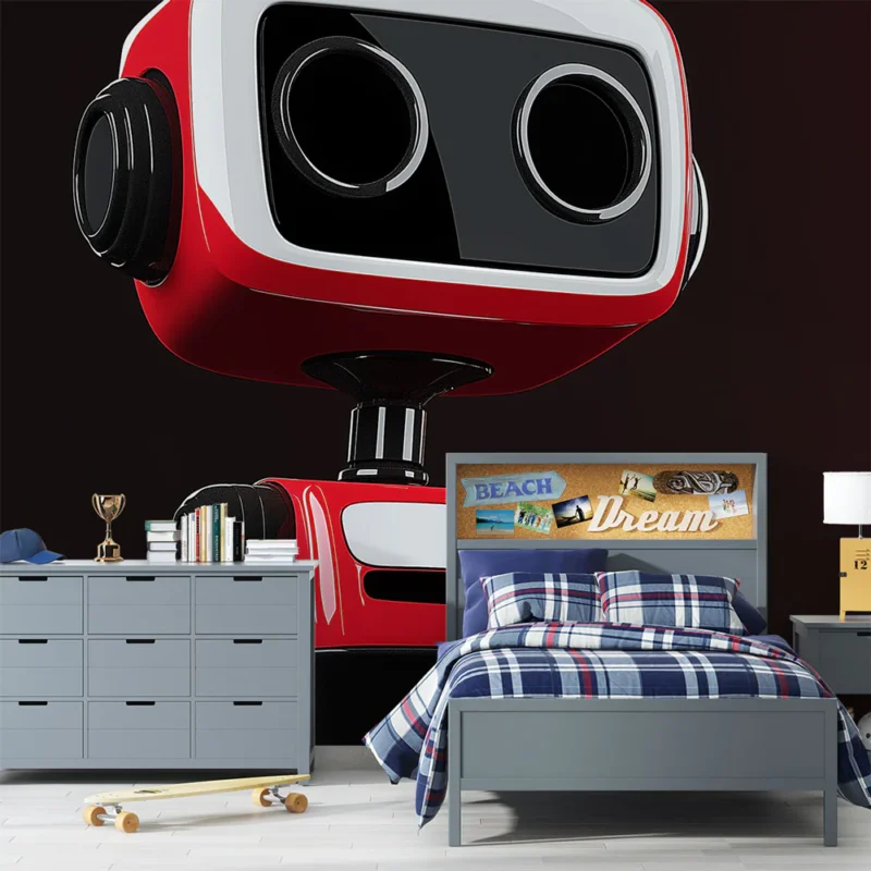 Dernier Modèle Papier peint robot rouge Un robot au design rétro et captivant