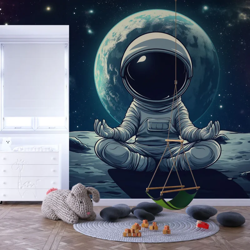 Papier peint astronaute Une pause cosmique sur la Lune Retour Gratuit