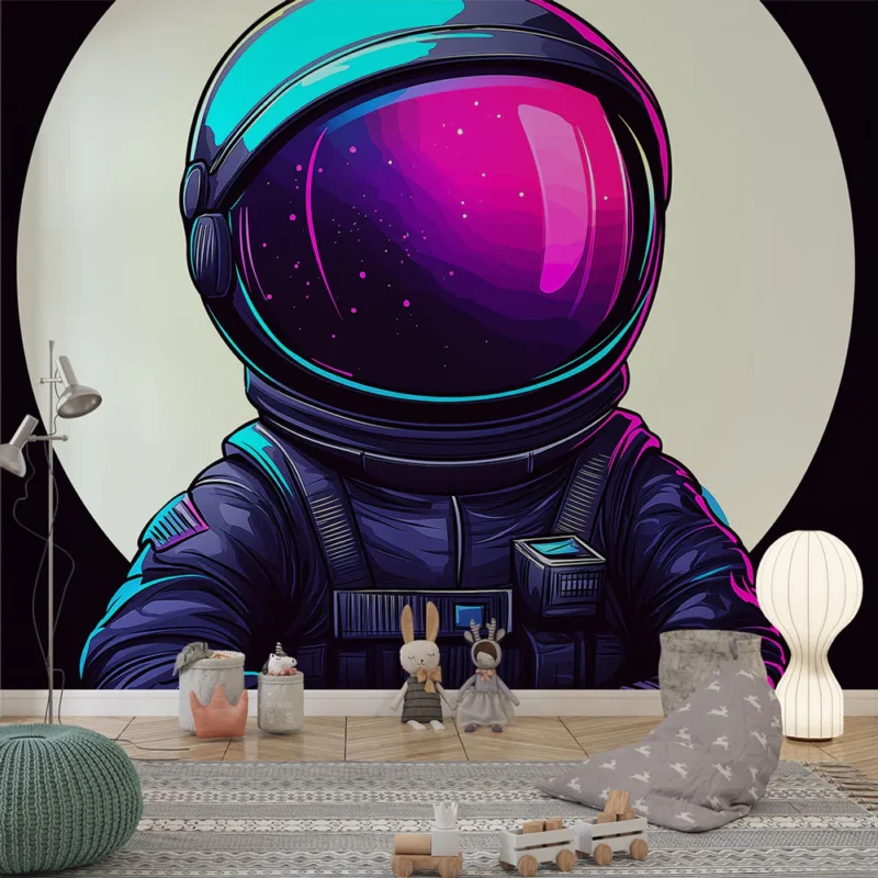 Papier peint astronaute Illustration colorée d‘un astronaute dans l‘espace Vente Flash
