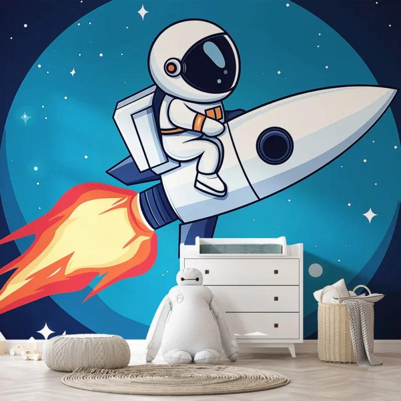 Commander Maintenant Papier peint astronaute Un astronaute voyageant dans l‘espace avec une fusée colorée