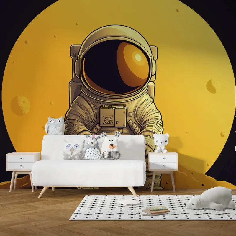 Papier peint astronaute Astronaute assis devant un soleil éclatant Offre Limitée