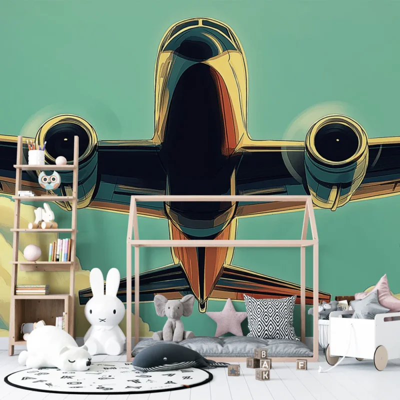Jusqu'à Épuisement Des Stocks Papier peint avion Avion stylisé sur fond aérien avec des nuages