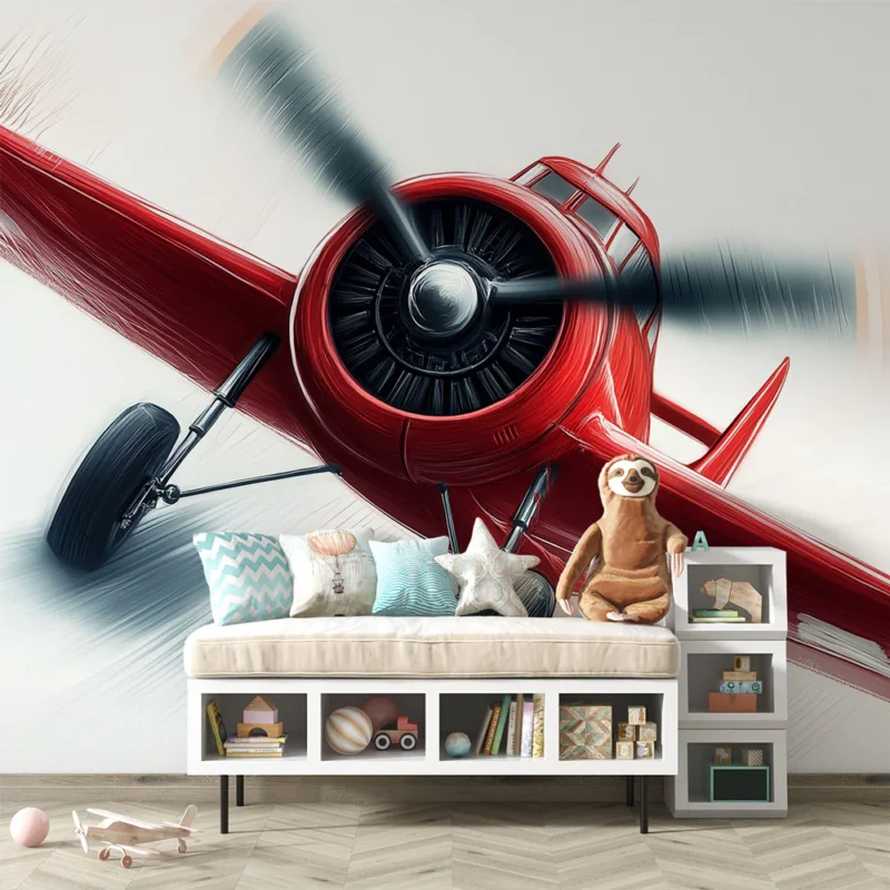 Papier peint avion Avion rouge classique en action Promotion