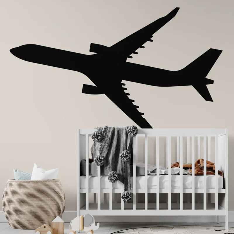 Nouveauté Papier peint avion Silhouette d‘avion en vol sur fond doux