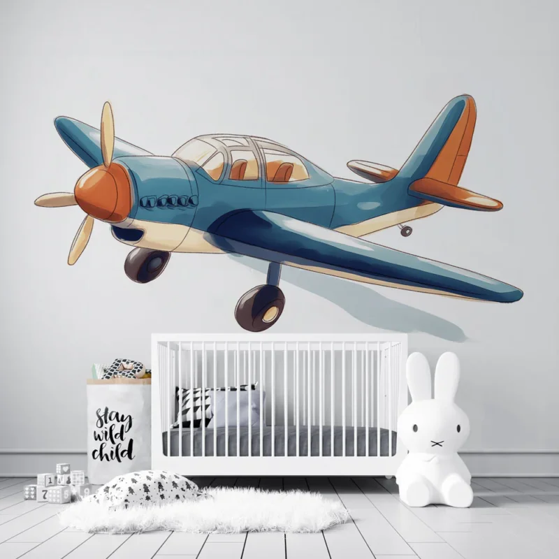 Papier peint avion Avion en bois coloré pour enfants Marque