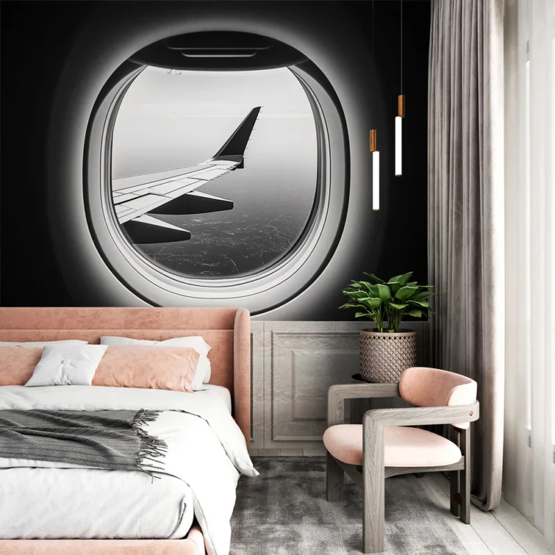 Papier peint avion Vue à travers un hublot d‘avion Expédié Aujourd'hui