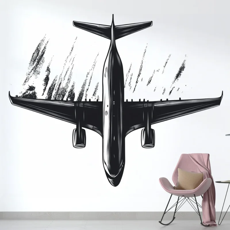 Paiement Sécurisé Papier peint avion Illustration minimaliste d‘un avion vu du dessus