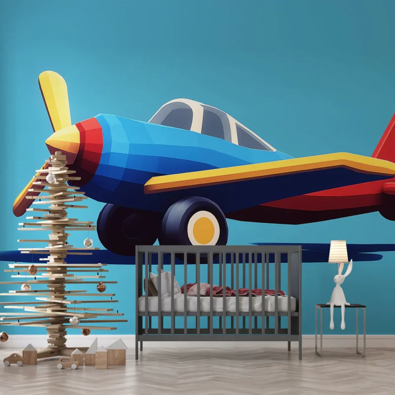 Papier peint avion coloré Avion au design simple et ludique pour enfants Top Vente
