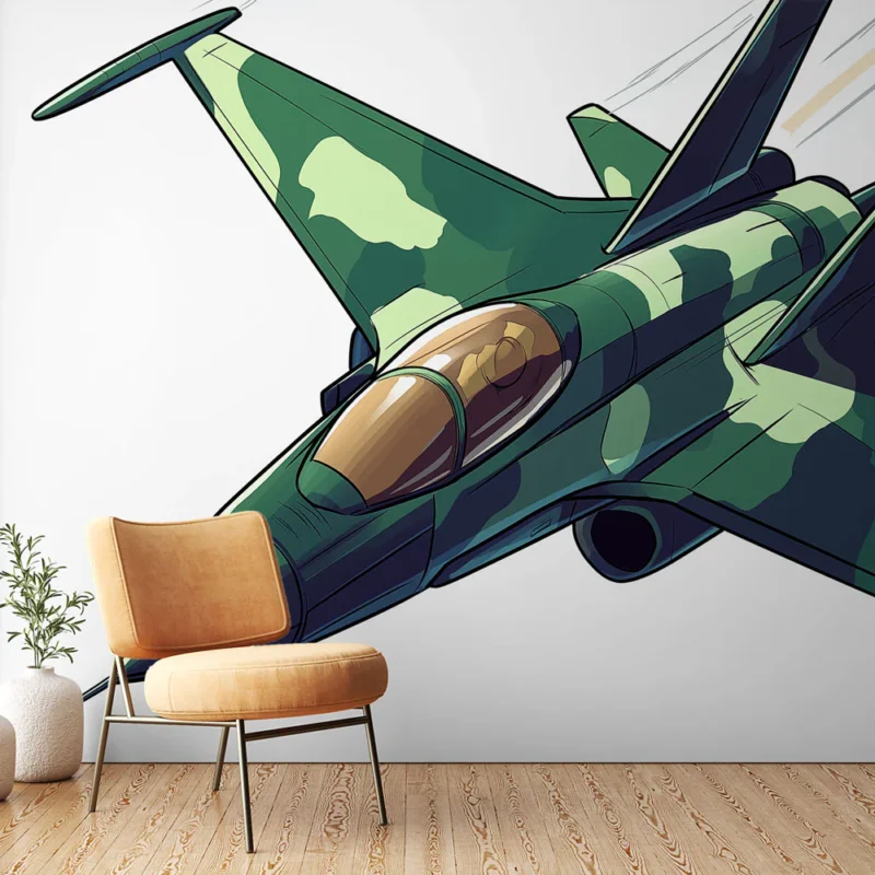 Papier peint avion de chasse camouflage Avion de combat stylisé avec motifs camouflés Offre Du Jour