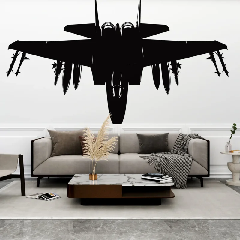 Acheter En Ligne Papier peint avion de chasse Silhouette d‘un jet militaire en action