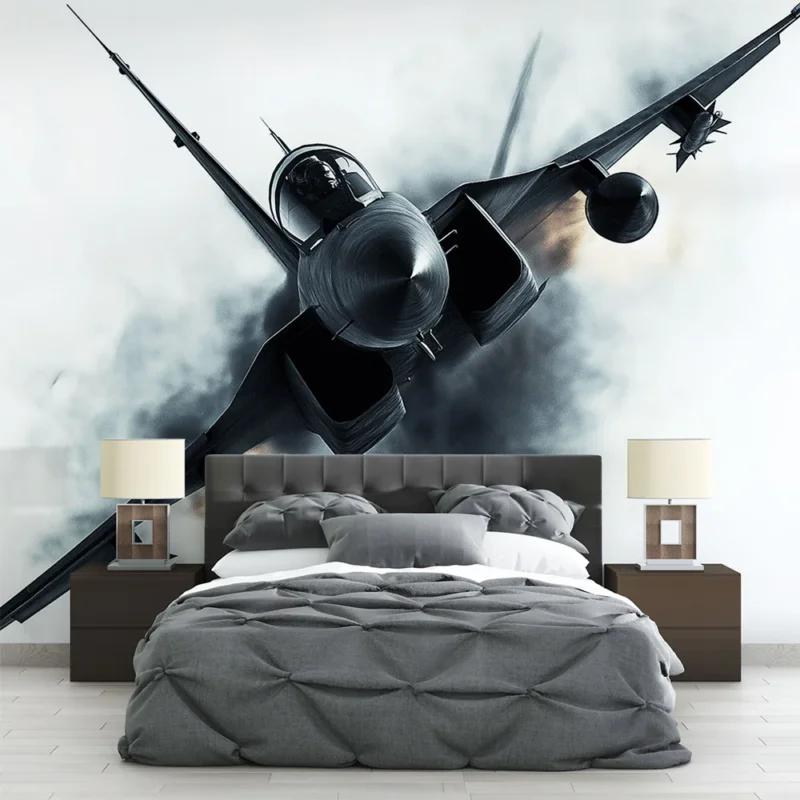 Commande En Gros Papier peint avion Avion de chasse sur fond nuageux