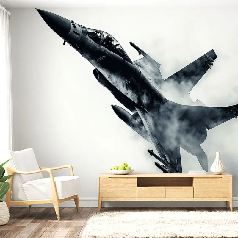 Papier peint avion de chasse Avion de guerre en action dans les nuages Populaire