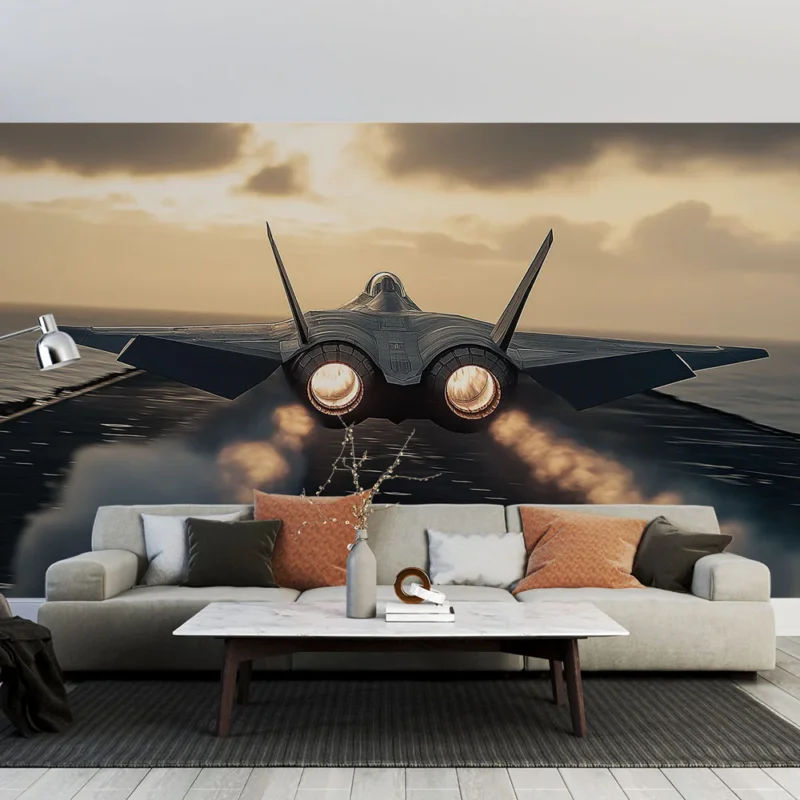 Meilleure Vente Papier peint avion de chasse Décollage dynamique au coucher du soleil