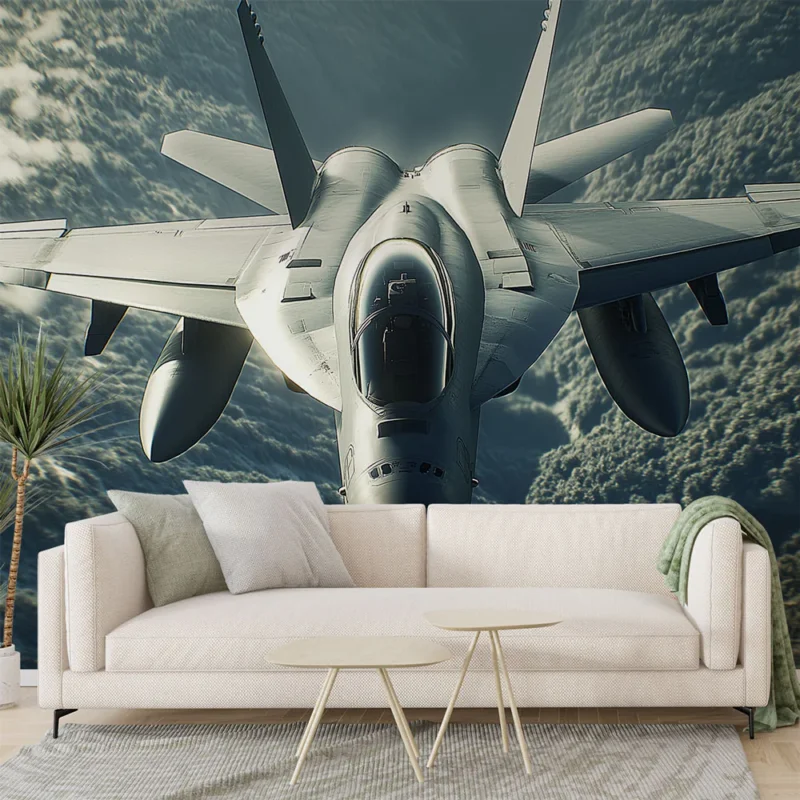 Papier peint avion de chasse moderne Vue aérienne d‘un avion de chasse performant Réduction
