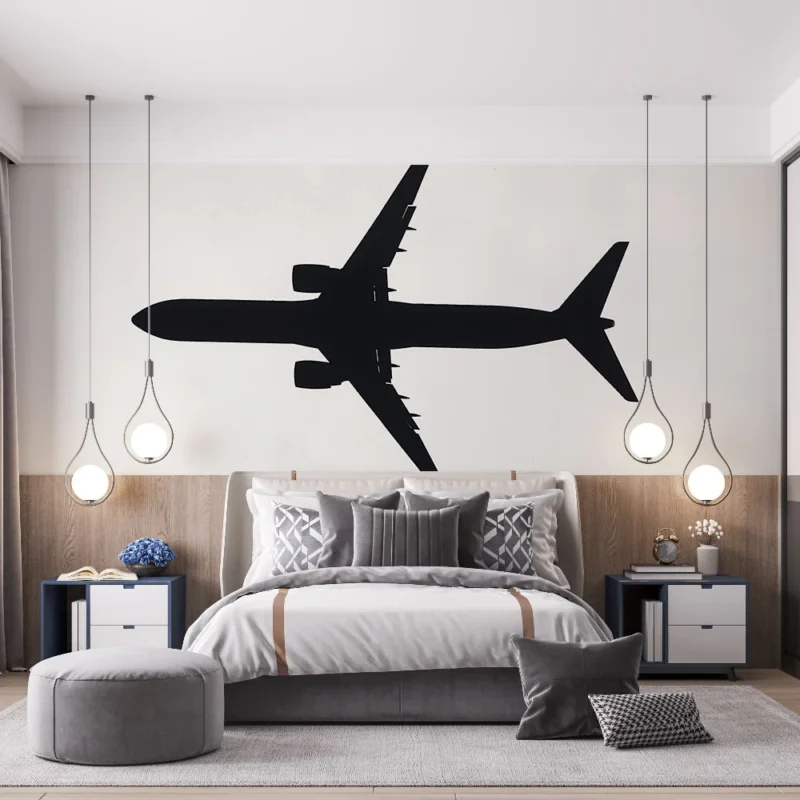 Bon Plan Papier peint avion Silhouette d‘avion filant dans le ciel