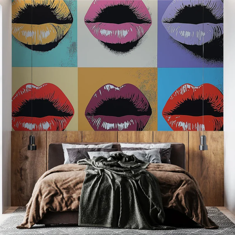 Papier peint bouches colorées Collection d‘impressions pop art de lèvres stylisées Commander Maintenant