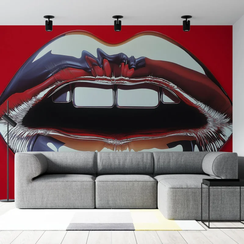 Papier peint bouches brillantes Design audacieux avec un effet métallique captivant Quantité Limitée