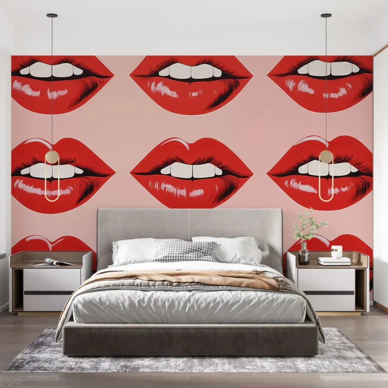Papier peint bouche Motif artistique de bouches rouges sur fond dégradé Meilleur Choix