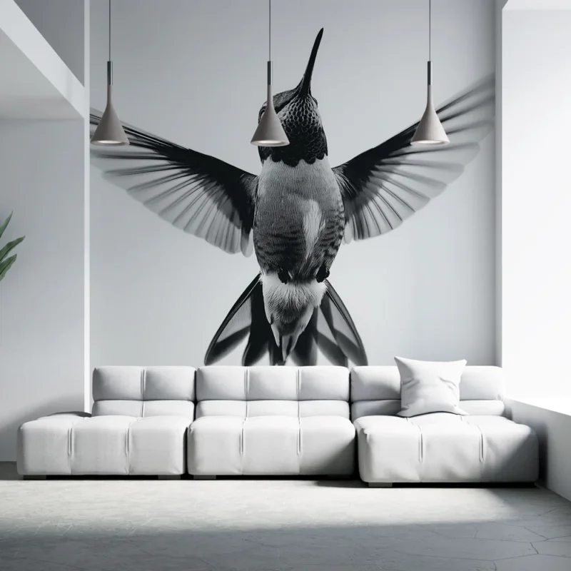 Acheter En Ligne Papier peint colibri Colibri en vol en noir et blanc