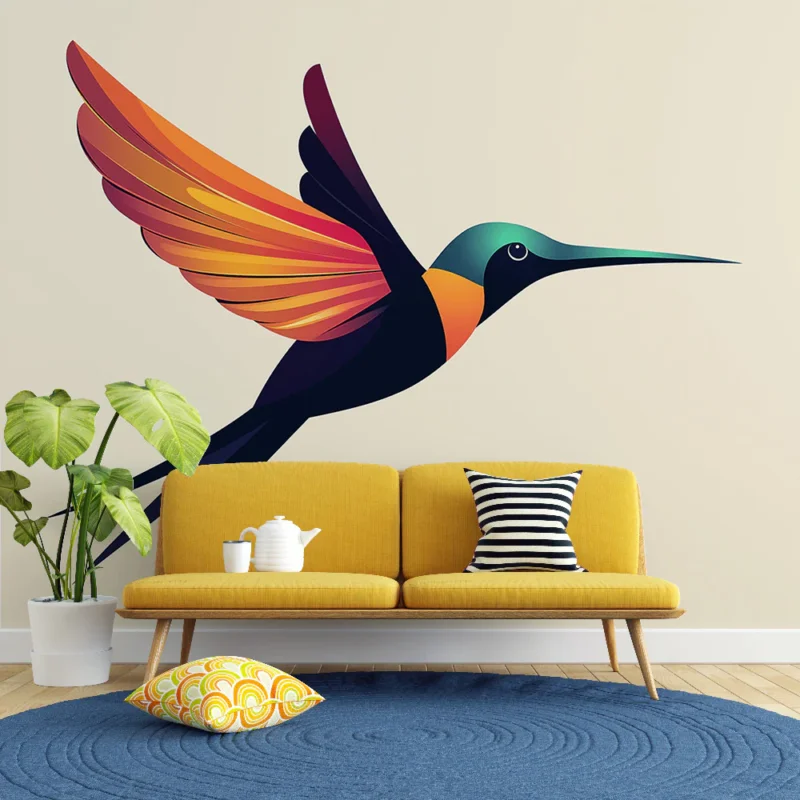 Nouvelle Collection Papier peint colibri Illustration colorée d‘un colibri en vol
